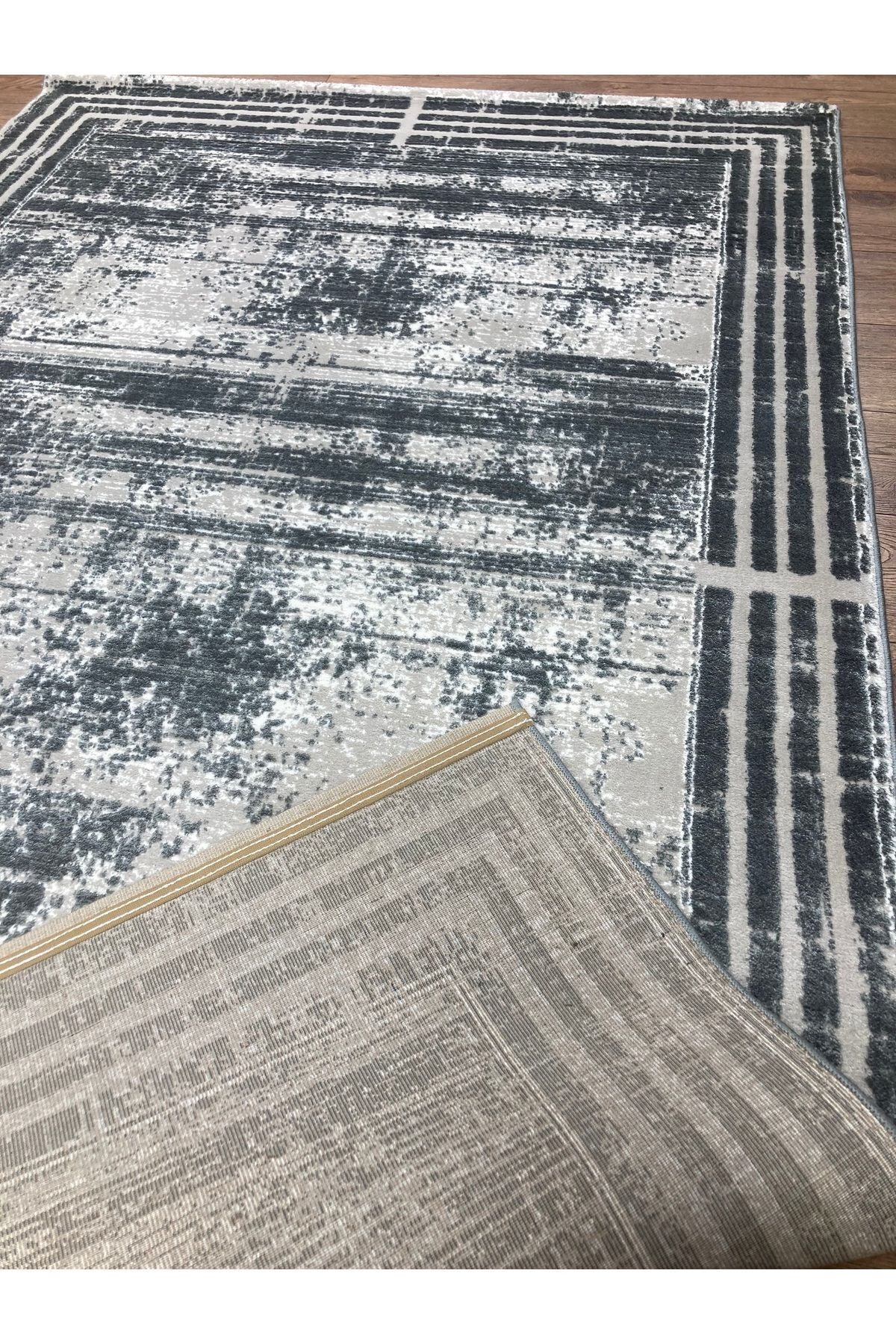 Laura Koleksiyonu Antrasit Renk 4 Metrekare 150x230cm %100 Akrilik Iplik Saçaksız Makine Dokuma Salon Mutfak Yatak Odası Halısı