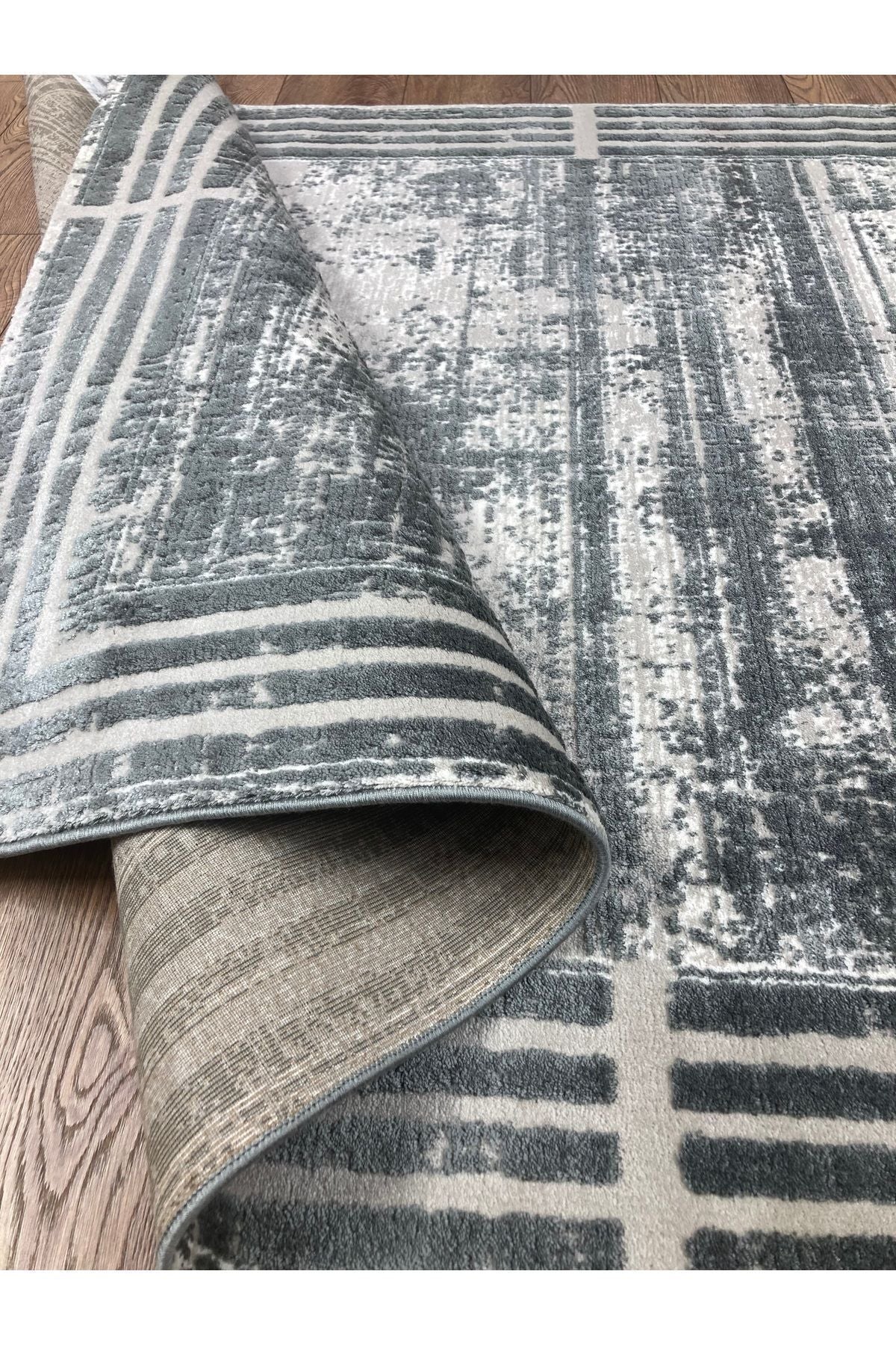 Laura Koleksiyonu Antrasit Renk 4 Metrekare 150x230cm %100 Akrilik Iplik Saçaksız Makine Dokuma Salon Mutfak Yatak Odası Halısı