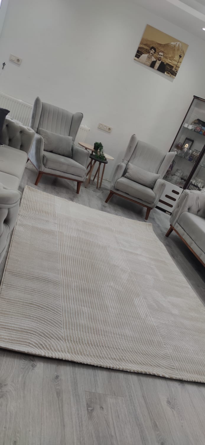 Impressive Serisi Modern Tasarım Bej Krem Saçaksız 4 Metrekare Salon Yatak Odası Halısı - Ottofis Halı