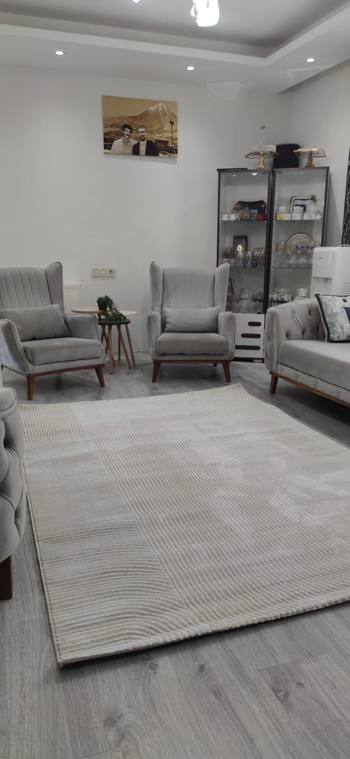 Impressive Serisi Modern Tasarım Bej Krem Saçaksız 4 Metrekare Salon Yatak Odası Halısı - Ottofis Halı