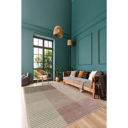 FR60 160x230 Yıkanabilir Kaymaz Taban Modern Çizgili Halı - Ottofis Halı