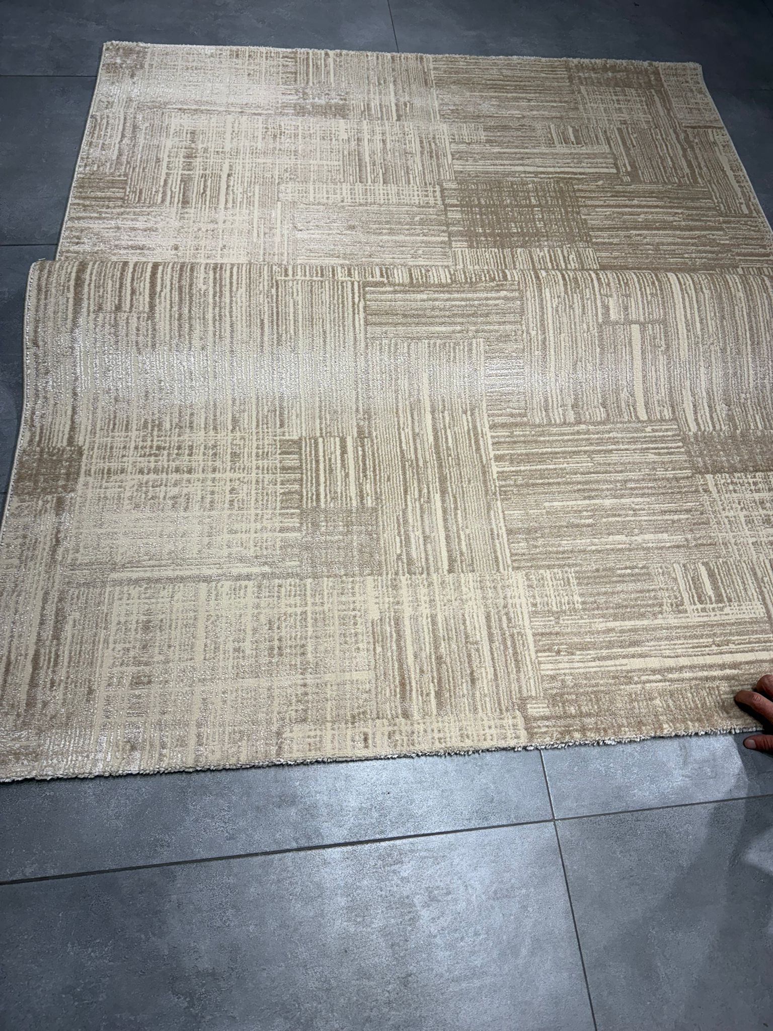 Impressive Koleksiyonu 4 Metrekare Bej Krem  Modern Salon Mutfak Yatak Odası Halısı - Ottofis Halı