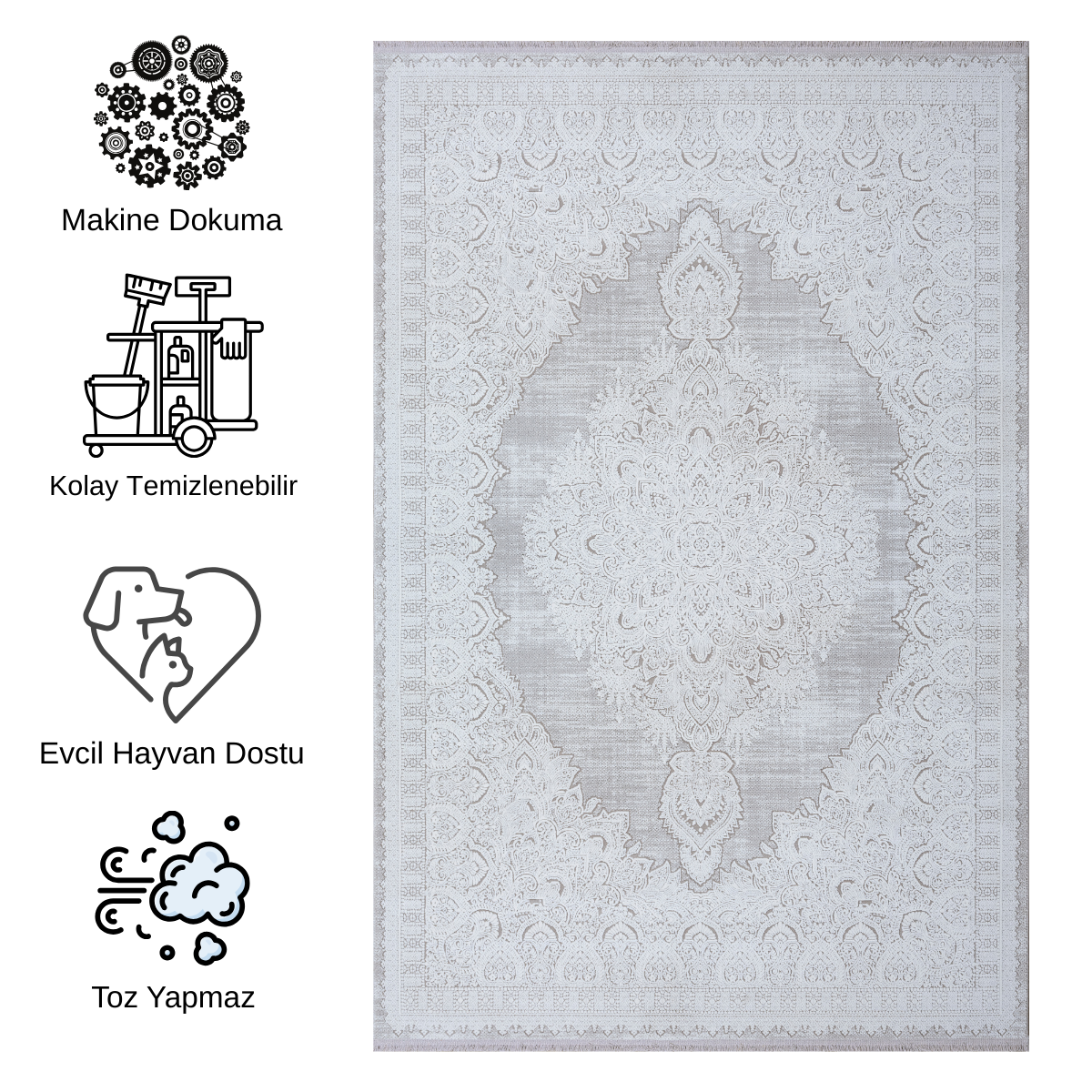 Concept Aura Hayalinizdeki Salonun İlk Adımı: Bej-Gri Modern Halı 4 Metrekare (4 m²) - Ottofis Halı