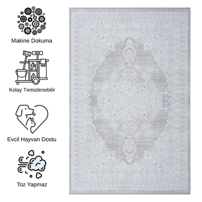 Concept Aura Hayalinizdeki Salonun İlk Adımı: Bej-Gri Modern Halı 4 Metrekare (4 m²) - Ottofis Halı