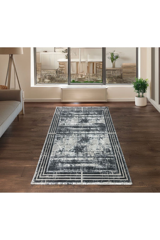 Laura Koleksiyonu Antrasit Renk 4 Metrekare 150x230cm %100 Akrilik Iplik Saçaksız Makine Dokuma Salon Mutfak Yatak Odası Halısı