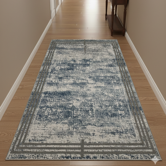 Laura koleksiyonu mavi gri koridor halısı
