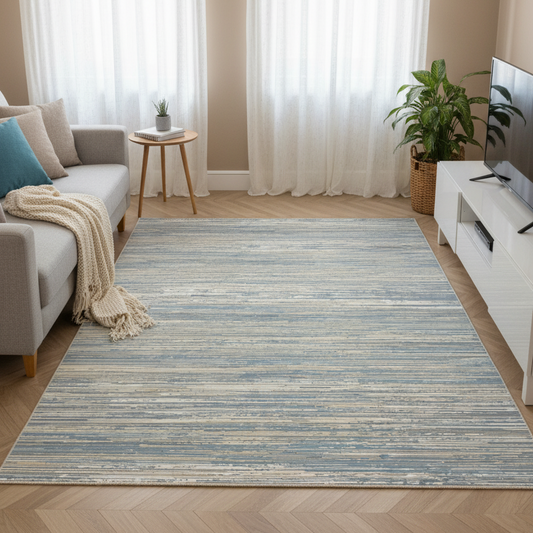 Makine Dokuma Salon Halısı 160x230 4 Metrekare - Mavi Desenli Modern Halı