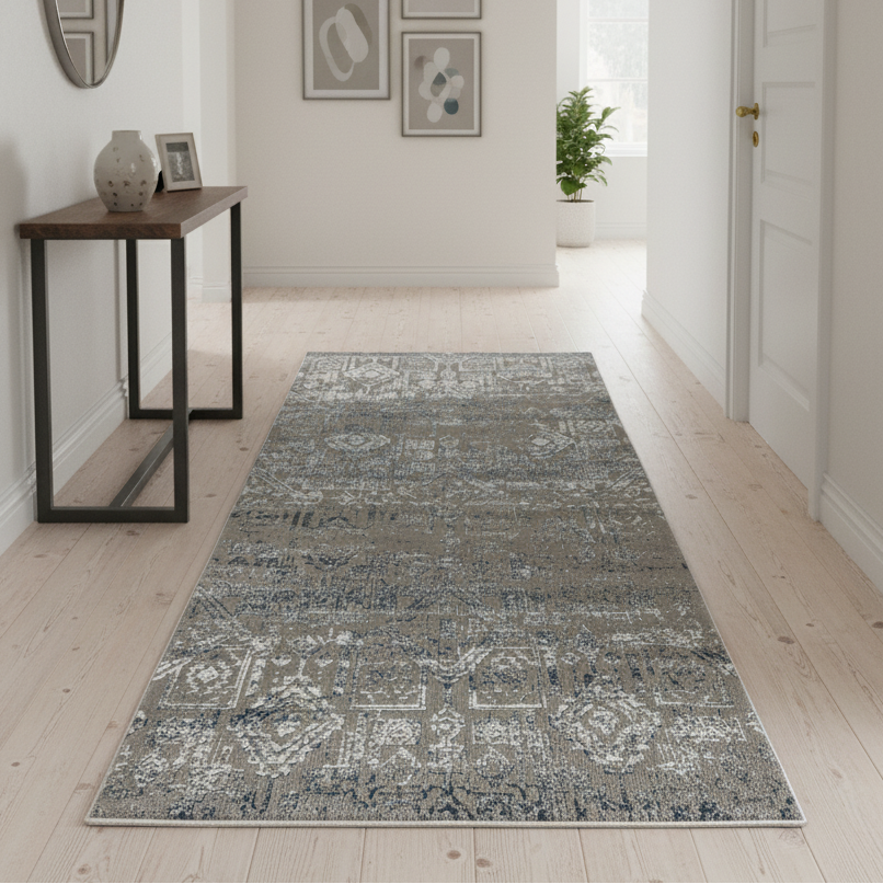 Mavi gri koridor halısı Laura koleksiyonu