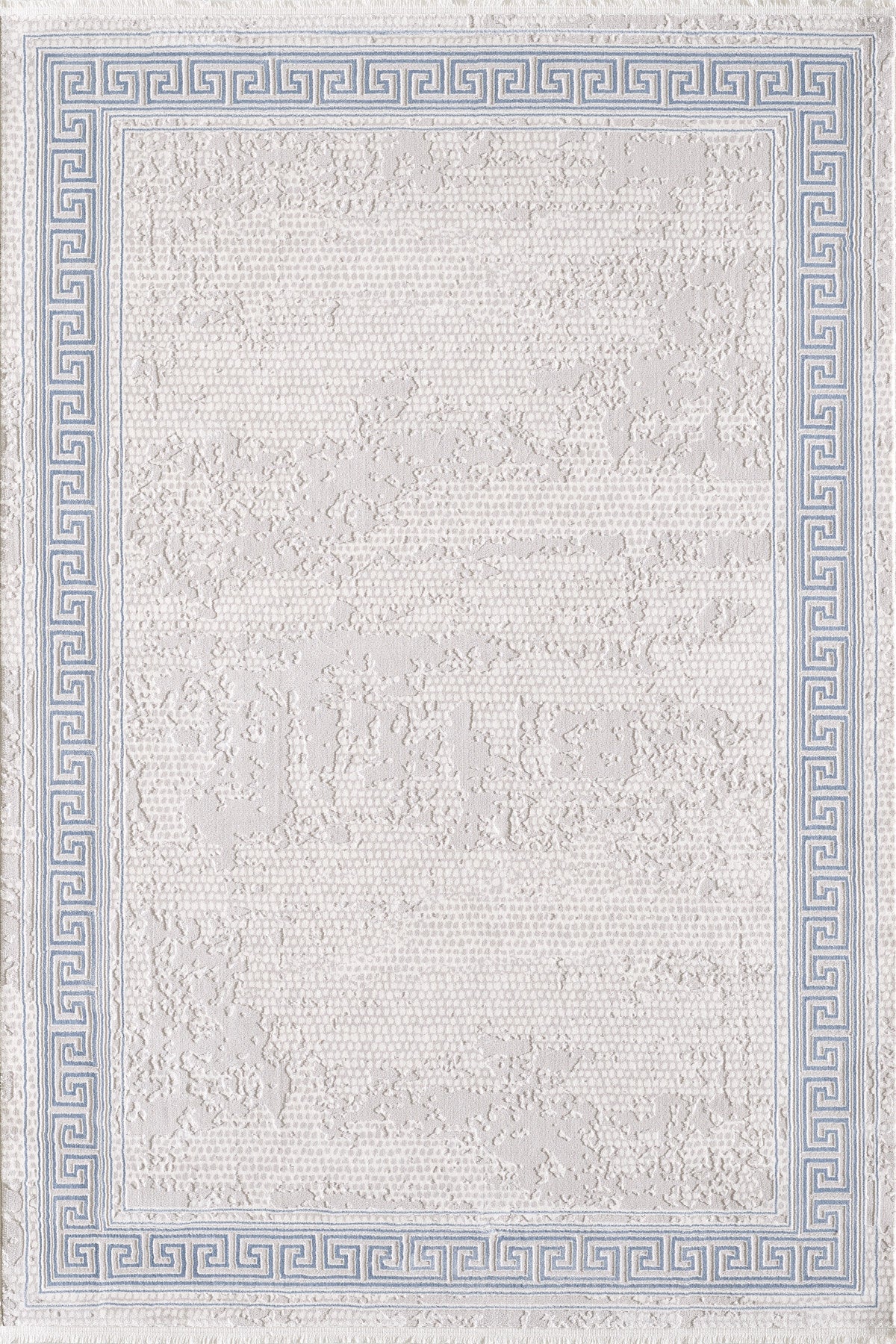 Toscana Koleksiyonu 3.5m² 150x230cm Krem-mavi Renk Polyester Iplik Düz Saçaklı Makine Dokuma Halı - Ottofis Halı