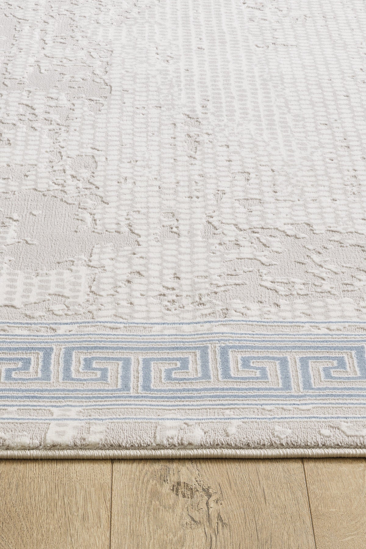 Toscana Koleksiyonu 3.5m² 150x230cm Krem-mavi Renk Polyester Iplik Düz Saçaklı Makine Dokuma Halı - Ottofis Halı