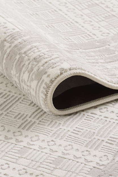 Toscana Koleksiyonu 3.5m² 150x230cm Krem Renk Polyester Iplik Düz Saçaklı Makine Dokuma Halı - Ottofis Halı