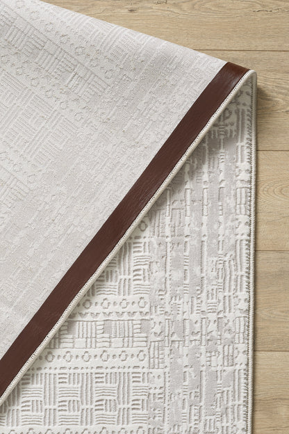 Toscana Koleksiyonu 3.5m² 150x230cm Krem Renk Polyester Iplik Düz Saçaklı Makine Dokuma Halı - Ottofis Halı