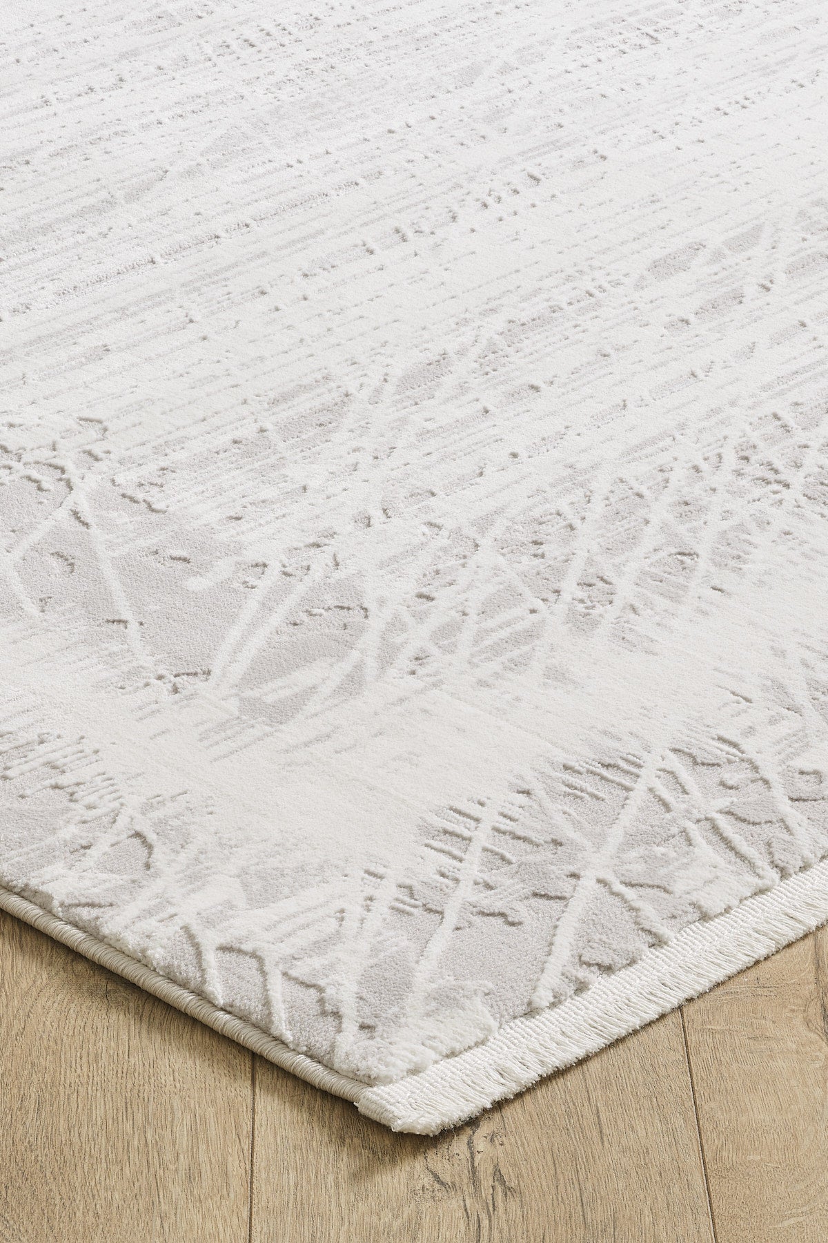 Ottofis Toscana Koleksiyonu 3.5m² 150x230cm Gri-krem Renk Düz Saçaklı Makine Dokuma Halı - Ottofis Halı