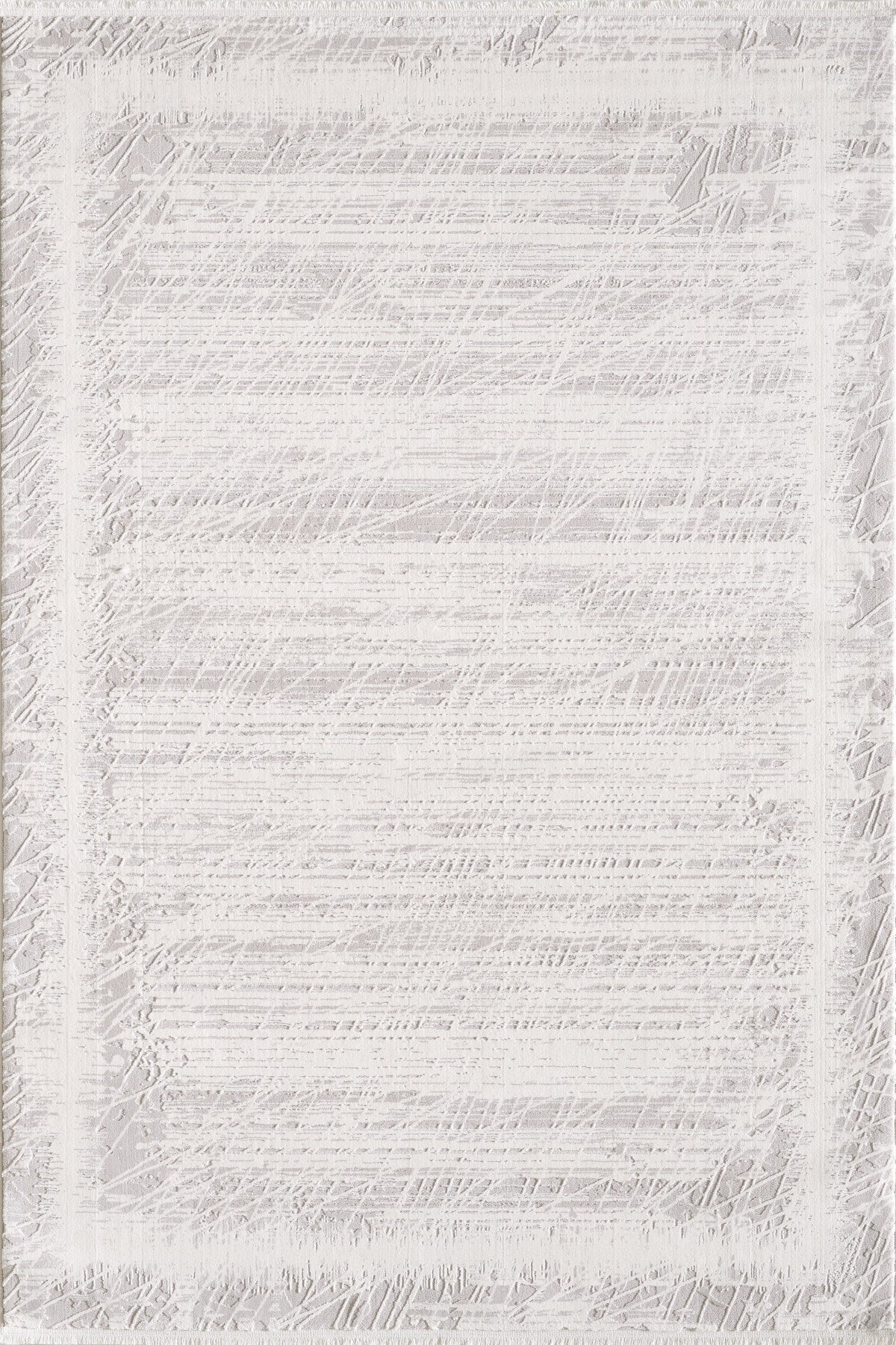 Ottofis Toscana Koleksiyonu 3.5m² 150x230cm Gri-krem Renk Düz Saçaklı Makine Dokuma Halı - Ottofis Halı
