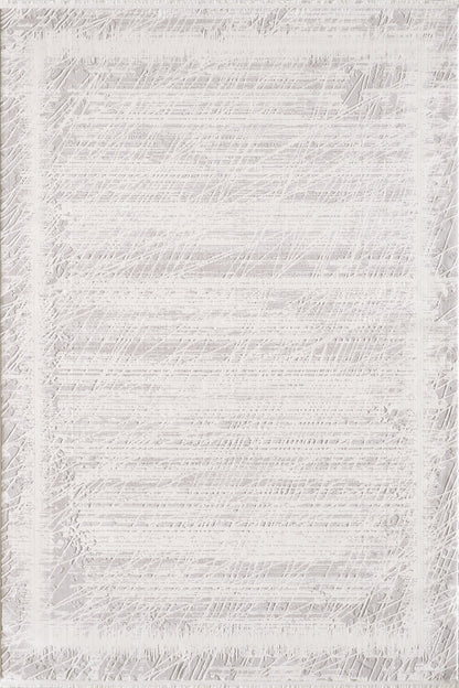Ottofis Toscana Koleksiyonu 3.5m² 150x230cm Gri-krem Renk Düz Saçaklı Makine Dokuma Halı - Ottofis Halı