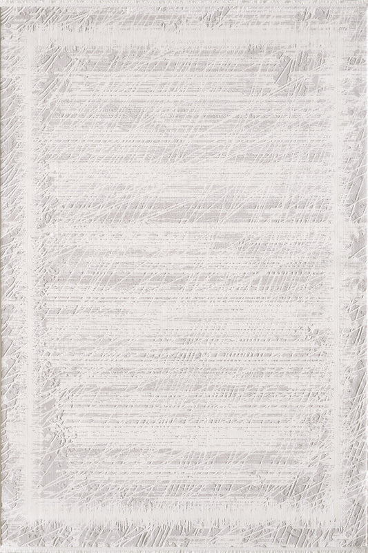 Ottofis Toscana Koleksiyonu 3.5m² 150x230cm Gri-krem Renk Düz Saçaklı Makine Dokuma Halı - Ottofis Halı