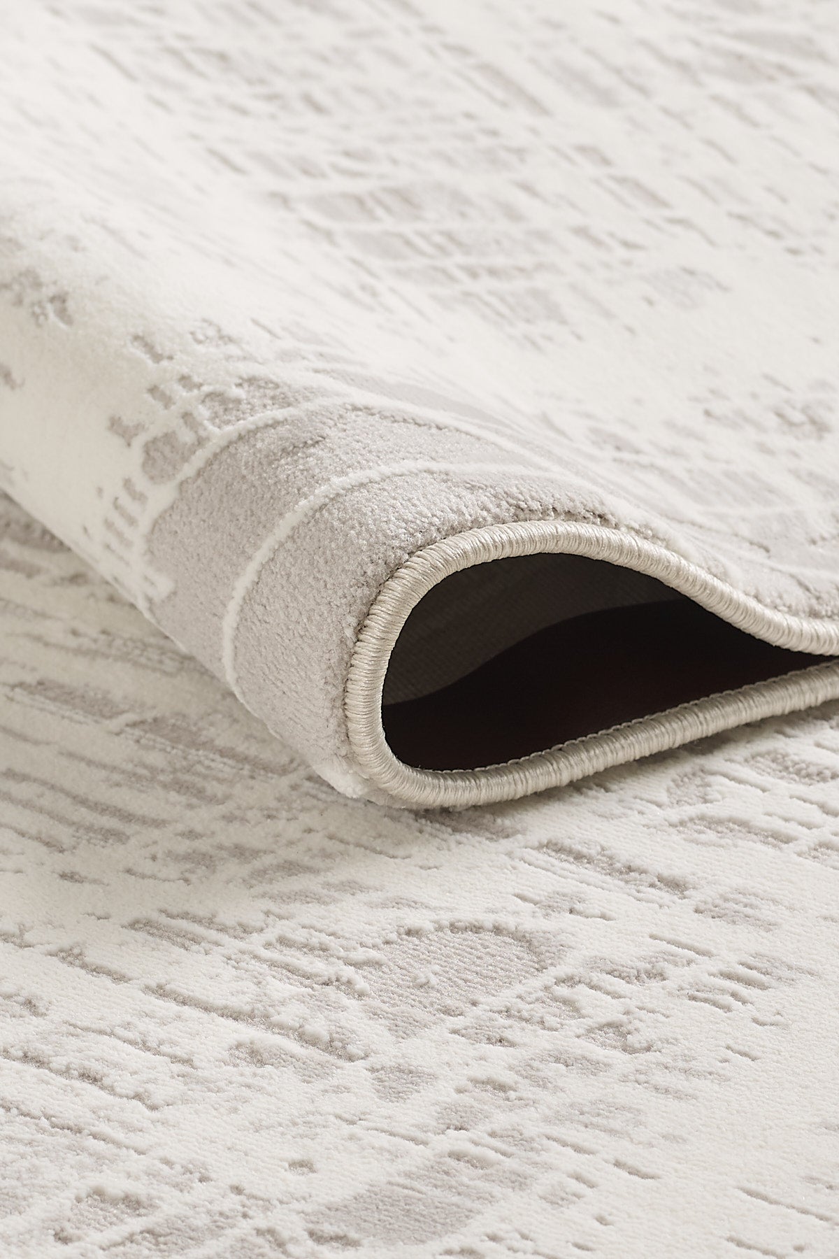 Ottofis Toscana Koleksiyonu 3.5m² 150x230cm Gri-krem Renk Düz Saçaklı Makine Dokuma Halı - Ottofis Halı