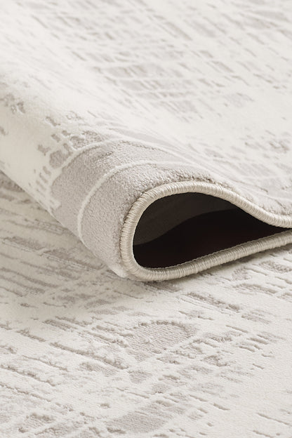 Ottofis Toscana Koleksiyonu 3.5m² 150x230cm Gri-krem Renk Düz Saçaklı Makine Dokuma Halı - Ottofis Halı