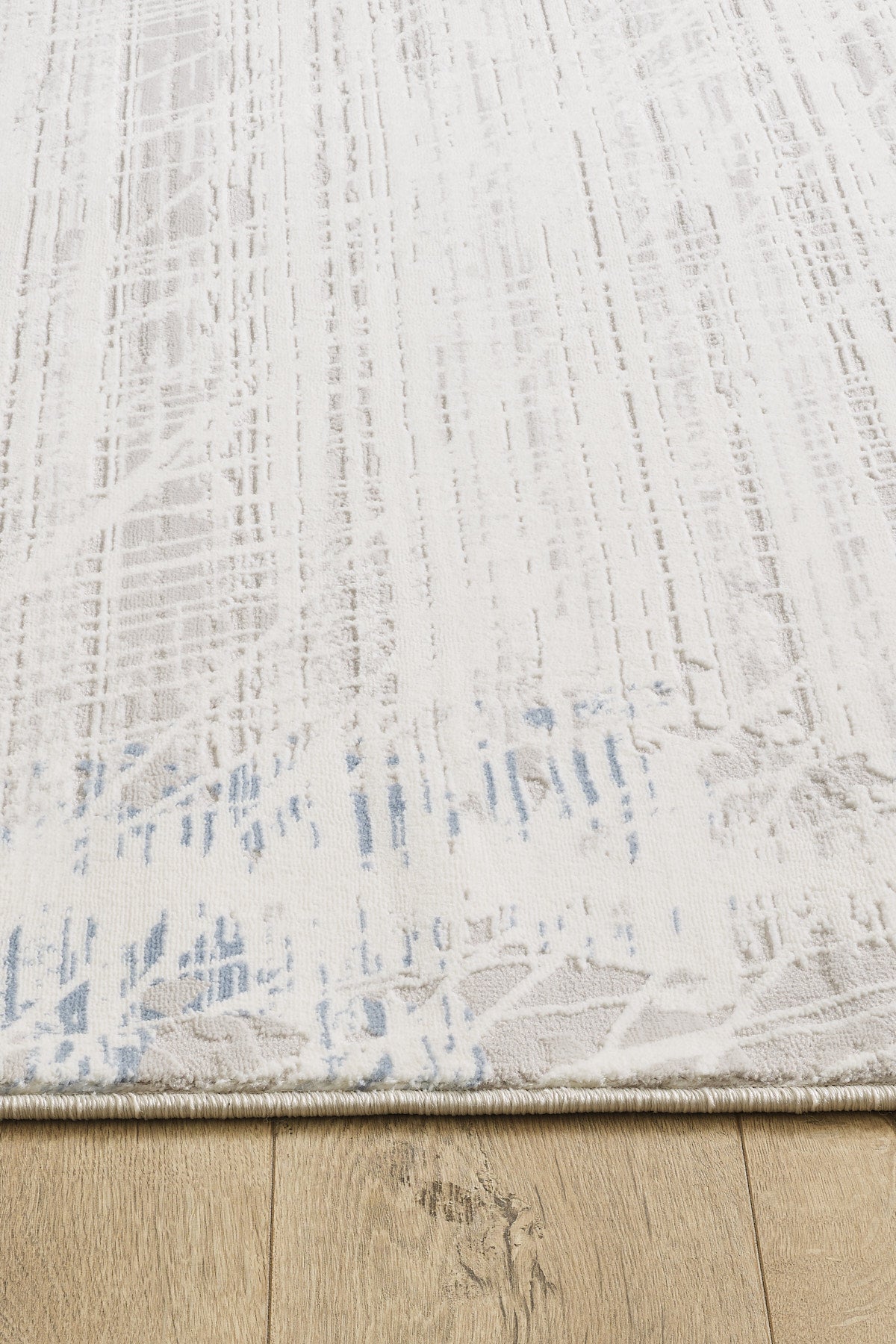 Toscana Koleksiyonu 3.5m² 150x230cm Krem-mavi Renk Polyester Iplik Düz Saçaklı Makine Dokuma Halı - Ottofis Halı