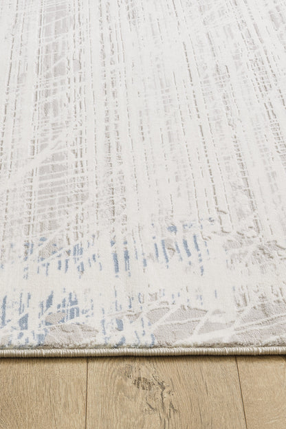 Toscana Koleksiyonu 3.5m² 150x230cm Krem-mavi Renk Polyester Iplik Düz Saçaklı Makine Dokuma Halı - Ottofis Halı