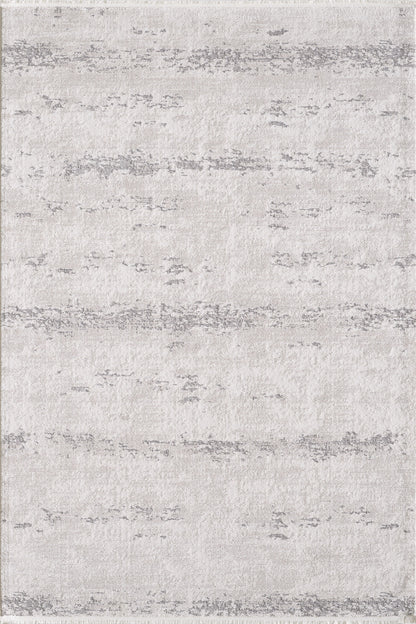 Toscana Koleksiyonu 3.5m² 150x230cm Krem-gri Renk Polyester Iplik Düz Saçaklı Makine Dokuma Halı - Ottofis Halı