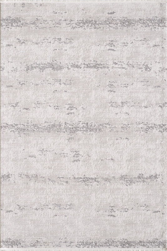 Toscana Koleksiyonu 3.5m² 150x230cm Krem-gri Renk Polyester Iplik Düz Saçaklı Makine Dokuma Halı - Ottofis Halı