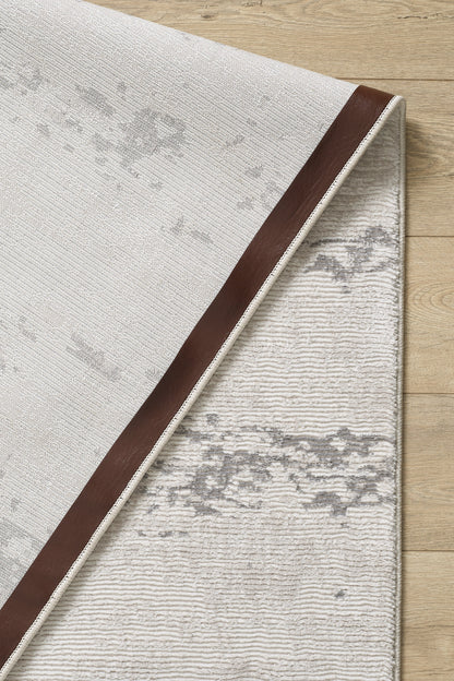 Toscana Koleksiyonu 3.5m² 150x230cm Krem-gri Renk Polyester Iplik Düz Saçaklı Makine Dokuma Halı - Ottofis Halı