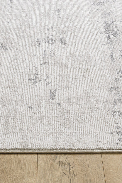 Toscana Koleksiyonu 3.5m² 150x230cm Krem-gri Renk Polyester Iplik Düz Saçaklı Makine Dokuma Halı - Ottofis Halı