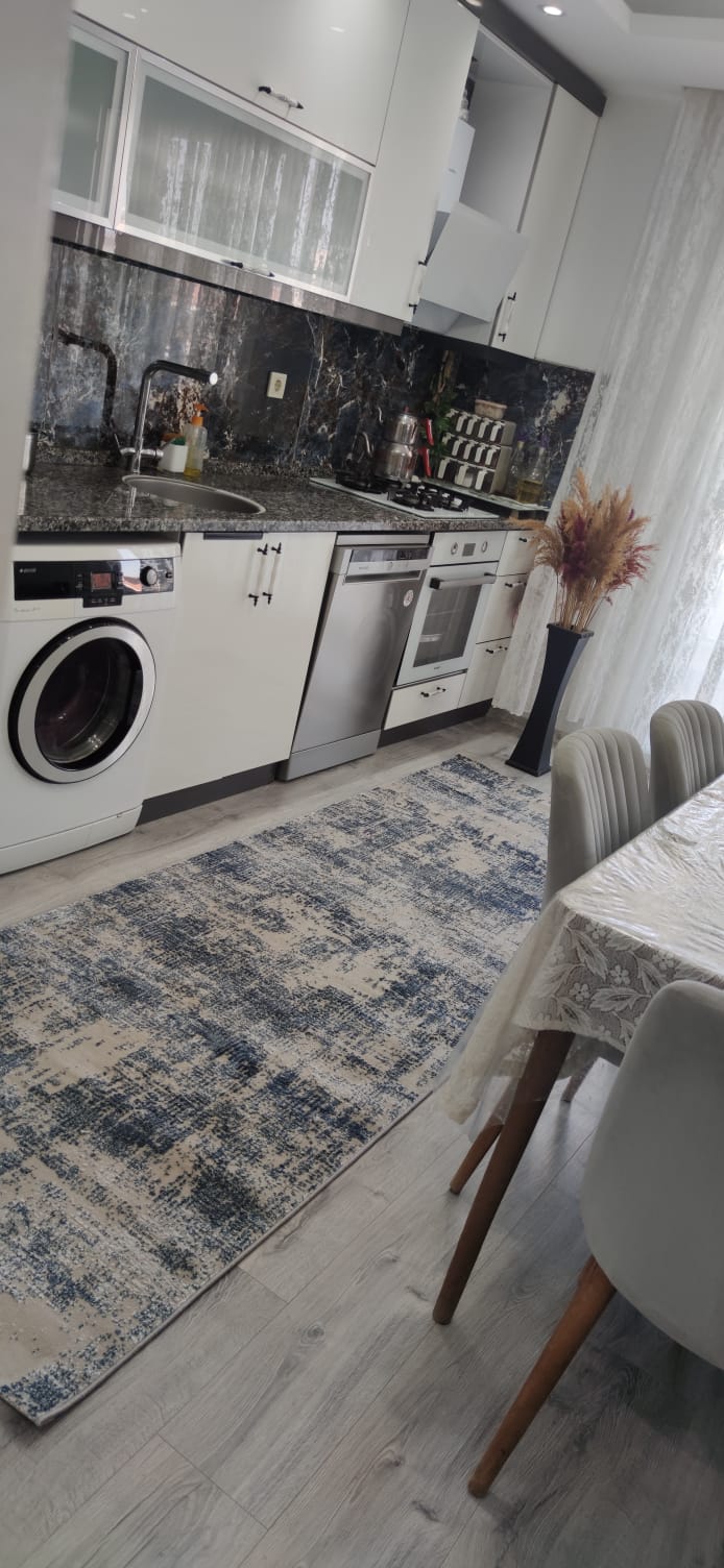 Laura Koleksiyonu Koridor Mutfak Yatak Odası Halısı Makine Dokuma Saçaksız Mavi Gri Yolluk