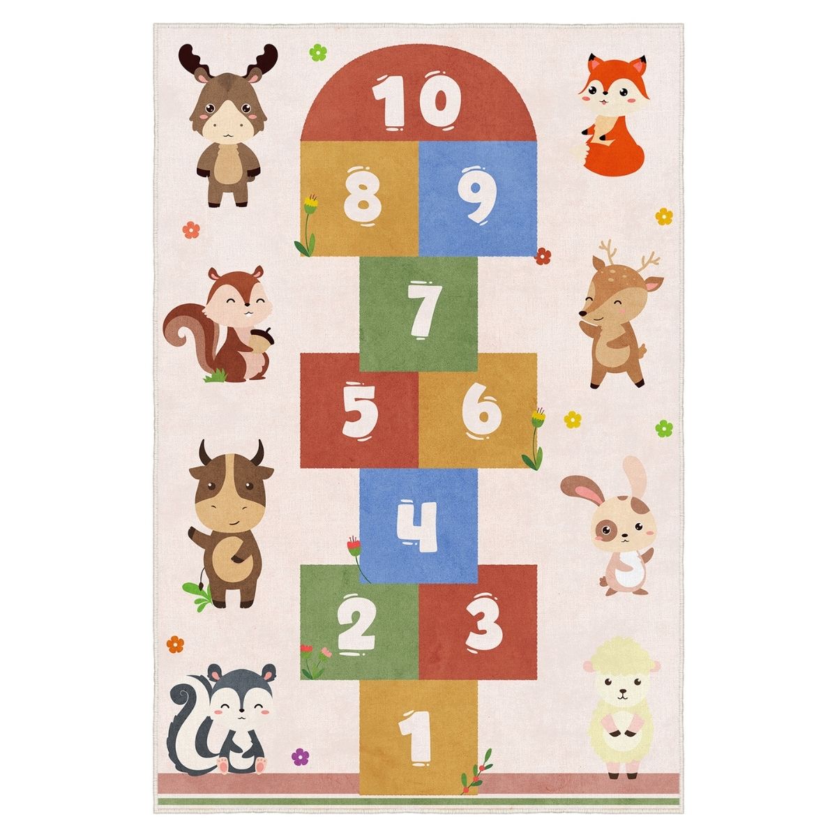 Hayvan Figürlü Renkli Eğitici Çocuk Odası Halısı FR185