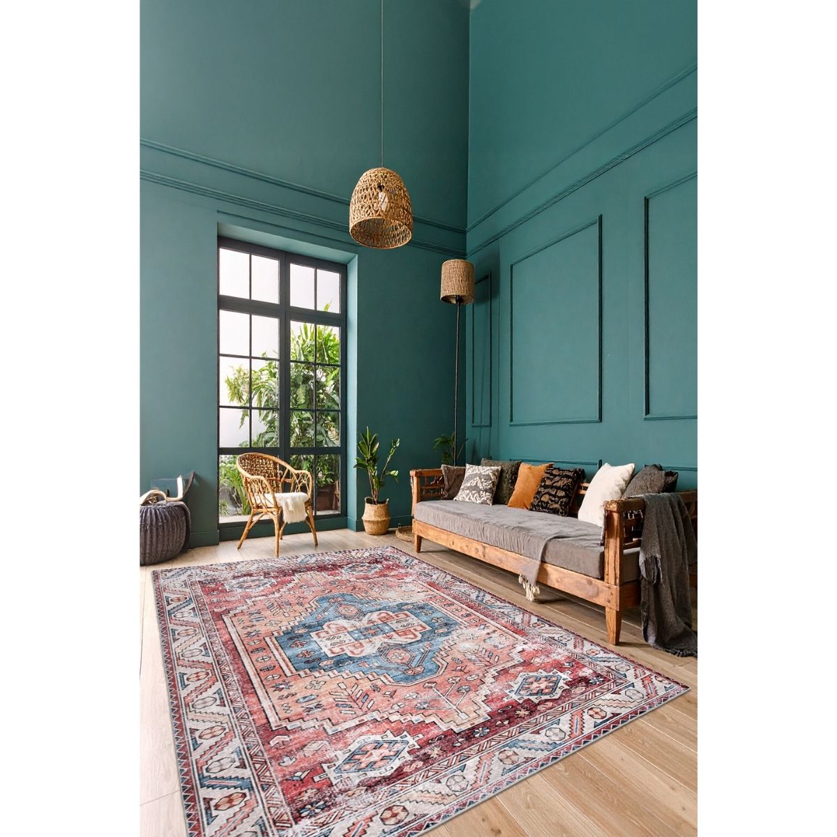 FR122 Klasik Motifli Dijital Baskı Dekoratif Salon Halısı