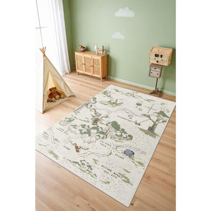Ottofis Harita Desenli Dijital Baskı Kaymaz Taban Çocuk Odası Halısı FR151