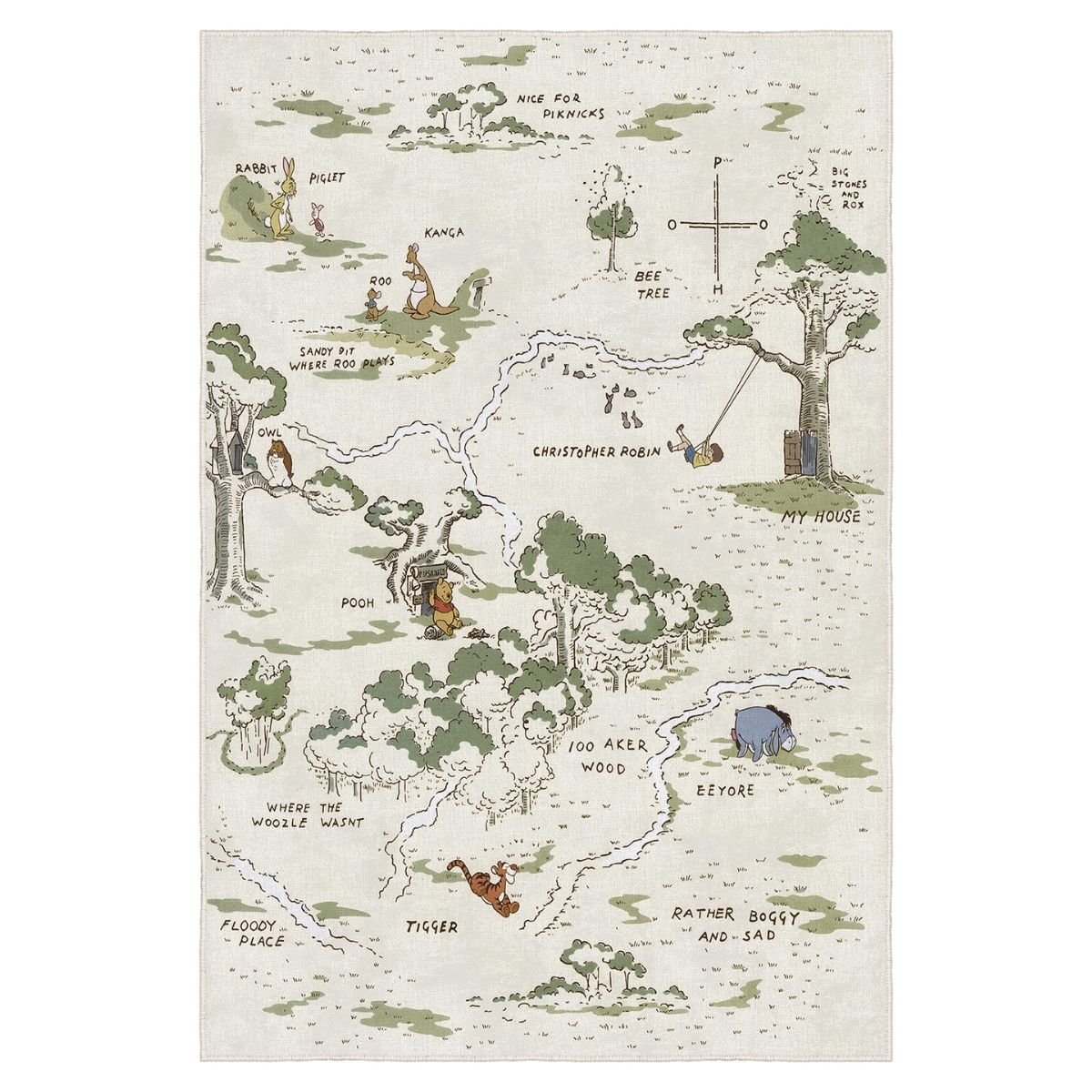 Ottofis Harita Desenli Dijital Baskı Kaymaz Taban Çocuk Odası Halısı FR151