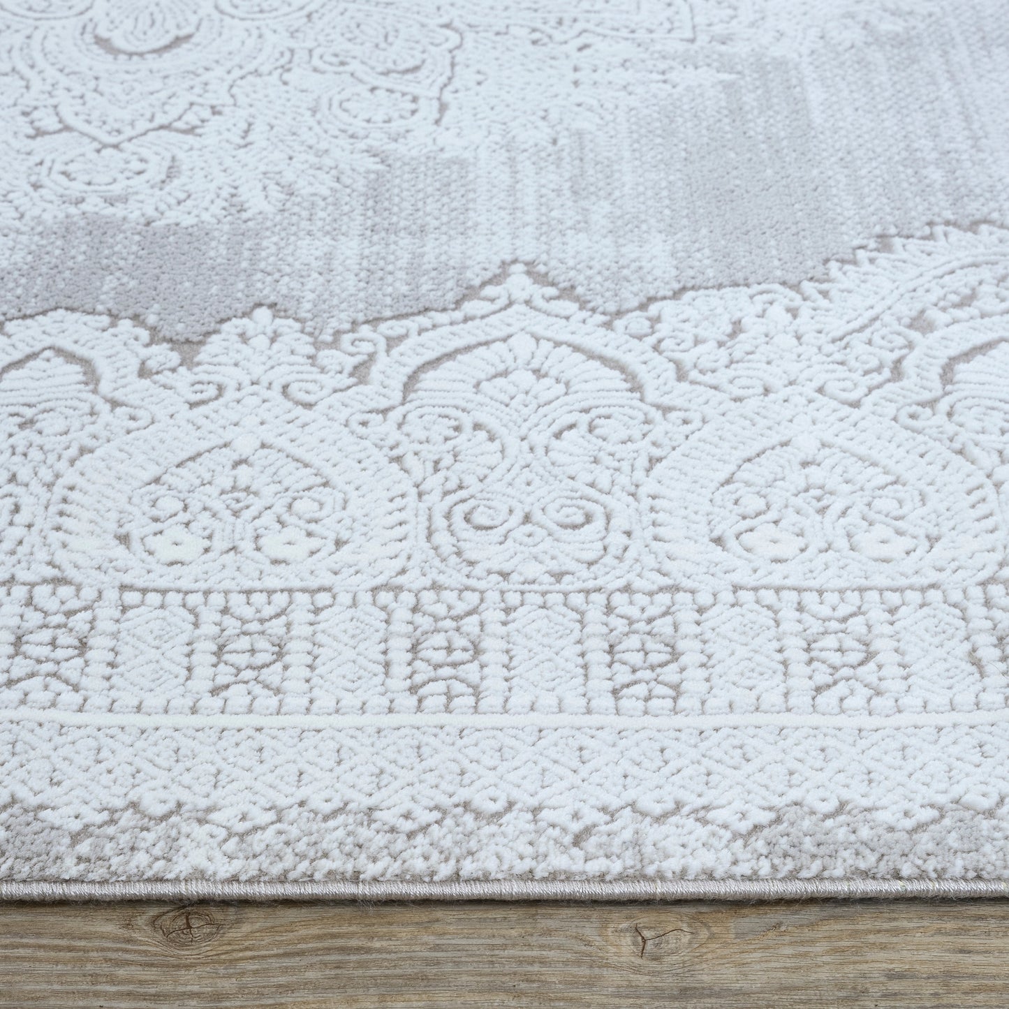 Concept Koleksiyonu Bej-Gri Saçaklı Makine Halısı - Ottofis Halı