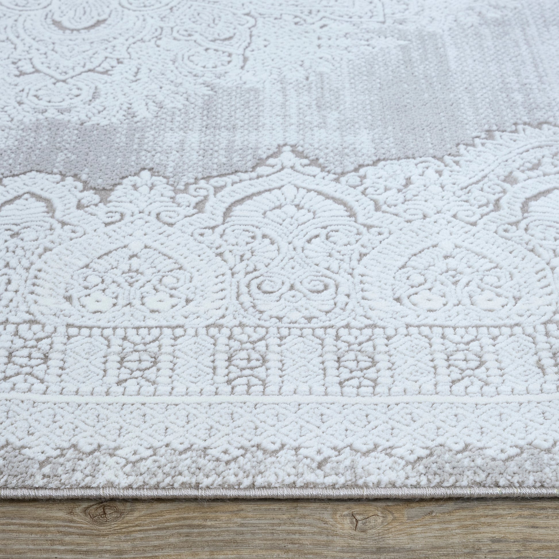 Concept Koleksiyonu Bej-Gri Saçaklı Makine Halısı - Ottofis Halı