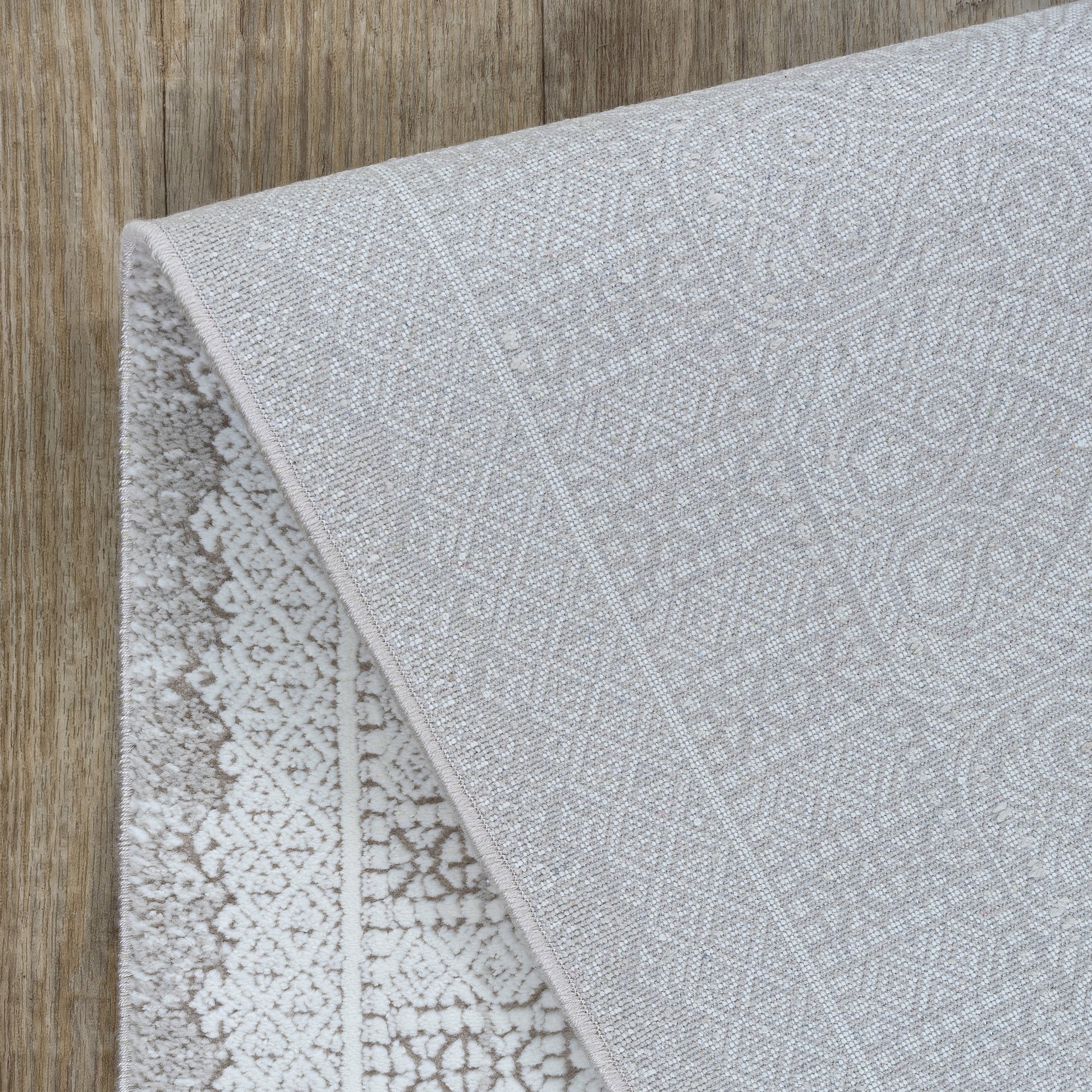 Concept Koleksiyonu Bej-Gri Saçaklı Makine Halısı - Ottofis Halı