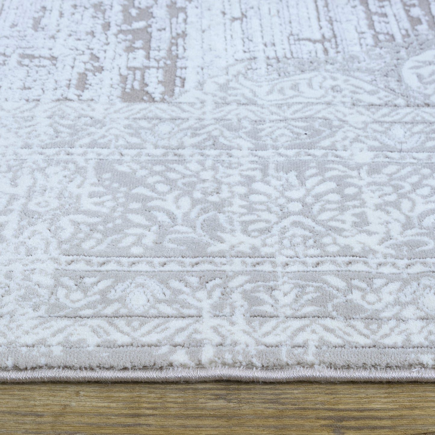 Concept Koleksiyonu Bej-Gri Saçaklı Makine Halısı - Ottofis Halı