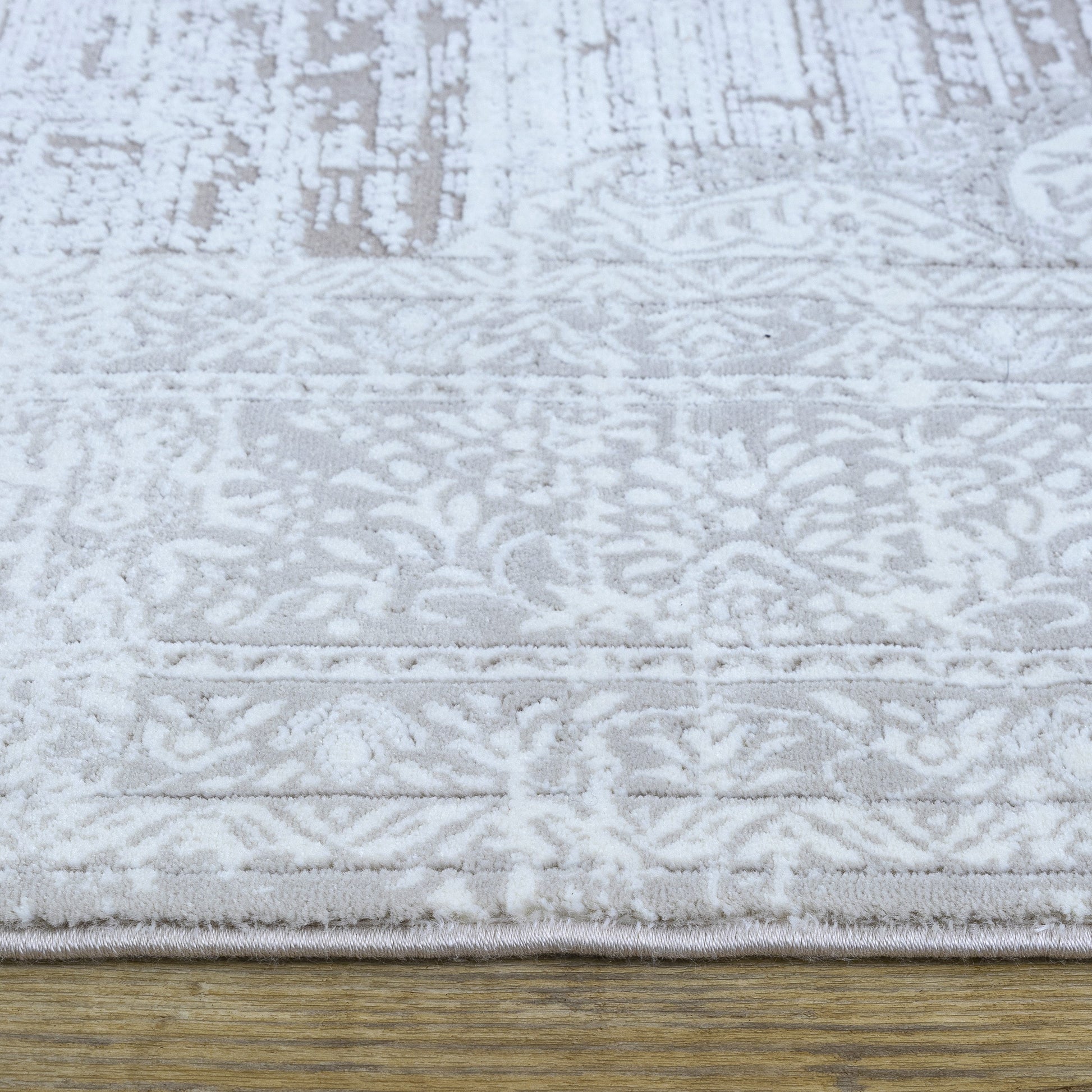 Concept Koleksiyonu Bej-Gri Saçaklı Makine Halısı - Ottofis Halı