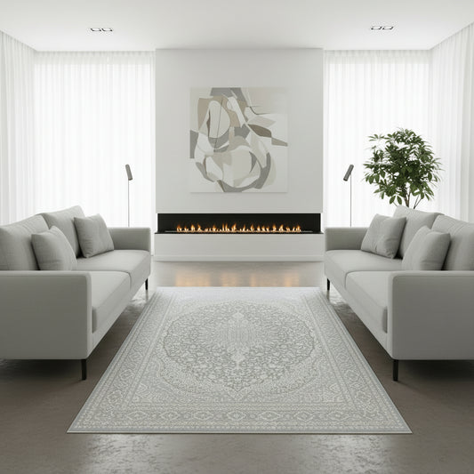 Concept Aura Stil Sahibi Geleceğin Zemininde: Bej-Gri Modern Halı 4 Metrekare (4 m²)