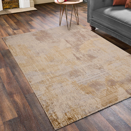 Impressive Serisi Modern Tasarım Bej Krem Kahve Detaylı Saçaksız 4 Metrekare Salon Yatak Odası Halısı - Ottofis Halı