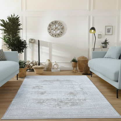 Concept Koleksiyonu Bej-Gri Saçaklı Makine Halısı - Ottofis Halı