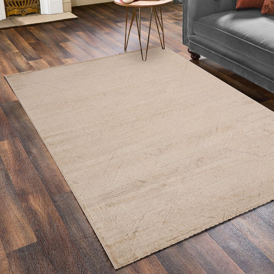 Impressive Serisi Modern Tasarım Krem Saçaksız 4 Metrekare Salon Yatak Odası Halısı - Ottofis Halı