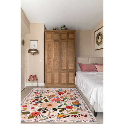 Ottofis FR143 Çiçek Desenli Dijital Baskı Dekoratif Salon Halısı